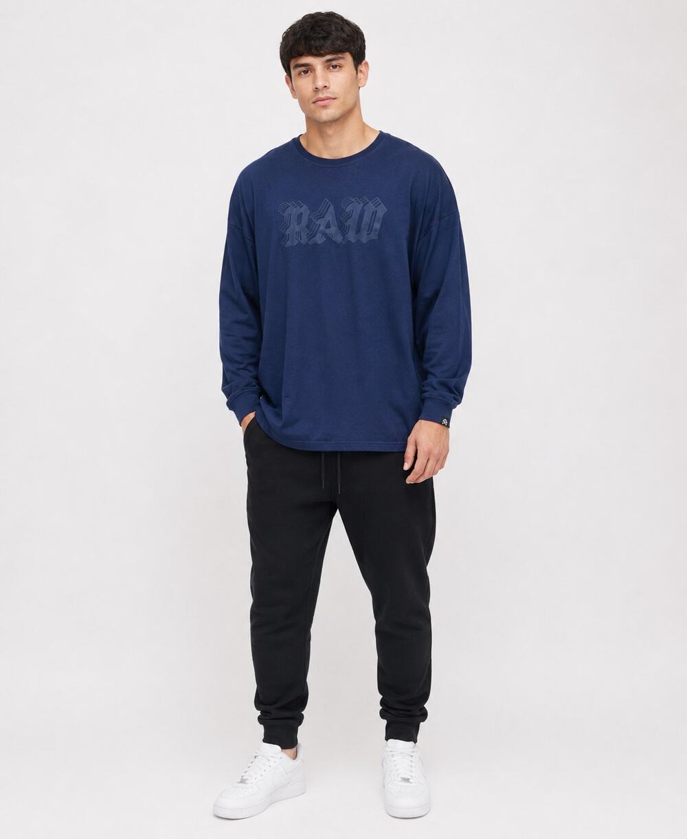 RawGear Long Sleeve Logo T Shirt Mens Size Medium Blue New Tee Activewear #405